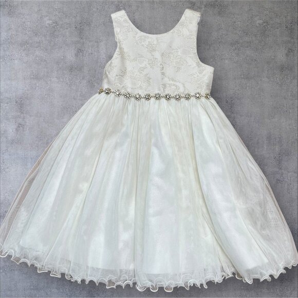 Bundle American Princess Girls Sleeveless Ivory Pink Floral Lace Tulle Dress 6 - Picture 6 of 9